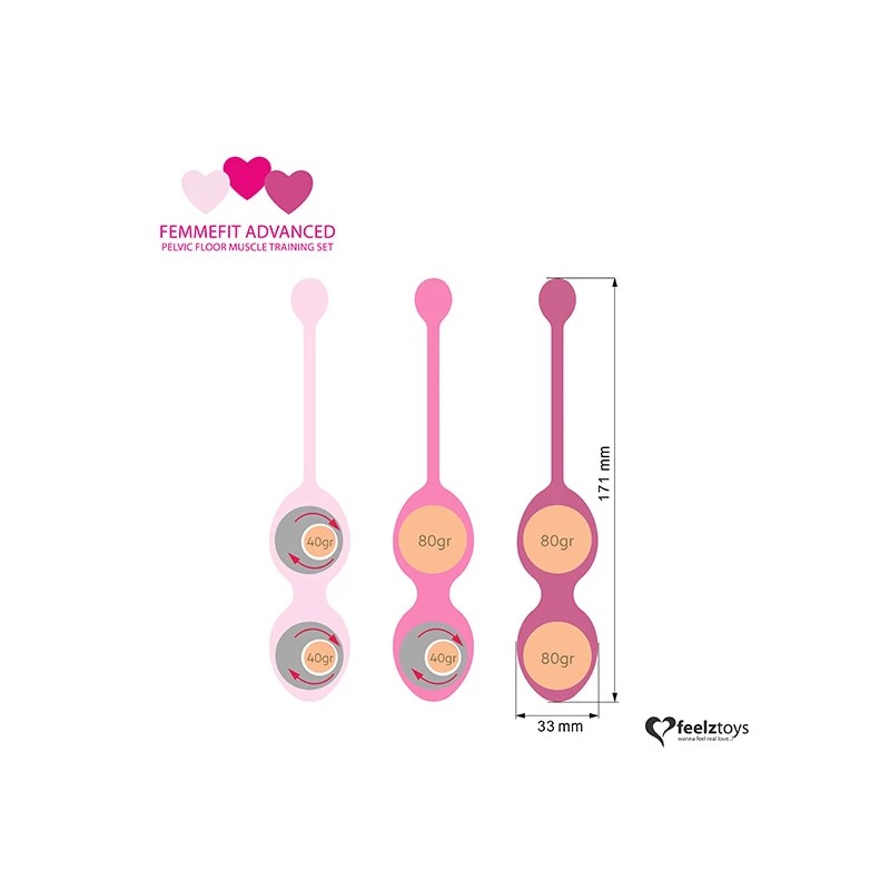 Kulki kegla - FeelzToys FemmeFit Advanced Set 3 szt